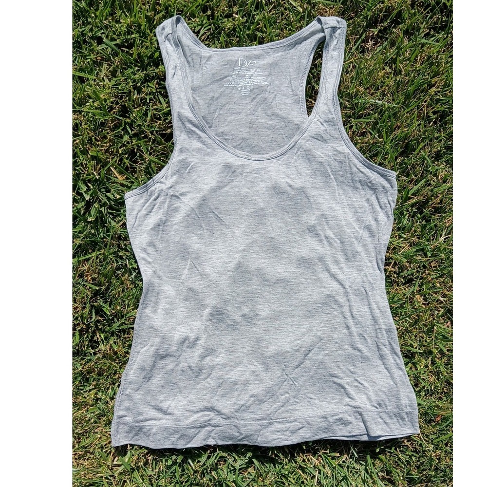 DVF Diane von Furstenberg 100% Modal Gray Racerback Tank Top Soft Lightweight XS - Picture 1 of 8